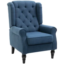 HOMCOM Button-Tufted Accent Chair With High Wingback, Rounded Cushioned Armrests And Thick Padded Seat -HOMCOM Shop GUEST 004053f1 9031 4462 bd07 efb4d1608d14