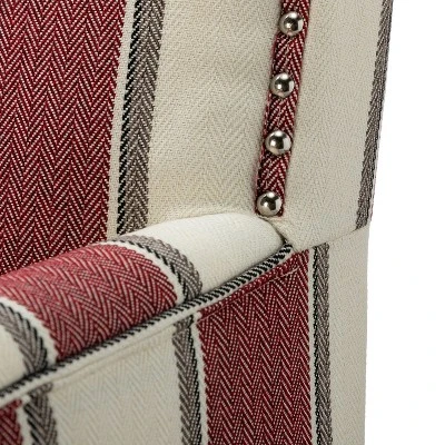 Set Of 2 Sara Upholstered Accent Arm Chair With Nail Head Trim | Karat Home-Stripe Red 7 Set Of 2 Sara Upholstered Accent Arm Chair With Nail Head Trim | Karat Home-Stripe Red - Image 6