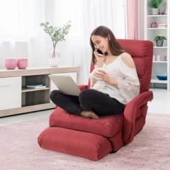 Costway Folding Floor Single Sofa Massage Recliner Chair W/ A Pillow 5 Adjustable Backrest Position Leisure Lounge Couch BlueRedWhite -HOMCOM Shop GUEST 01454400 80b3 4db7 a02a 2e0354add3f6