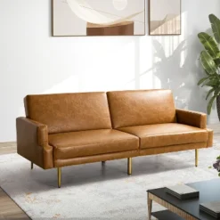 Lanna 76"Wide Vegan Leather Modern Style Convertible Futon Sofa Bed For Living Room Guest Bedroom | ARTFUL LIVING DESIGN -HOMCOM Shop GUEST 0186db79 f02f 498a ae0d f79c929e4342