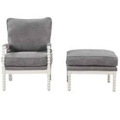 Velvet Accent Spindle Chair With Ottoman, Modern Arm Reading Chair With Armrests Pad And Footrest-ModernLuxe -HOMCOM Shop GUEST 02073233 adb1 48ae b0db 1d6febc6b41e