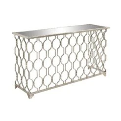 Contemporary Metal Pattern Console Table Silver - Olivia & May -HOMCOM Shop GUEST 02178512 6993 4ab7 aa69 a046dfc77a19