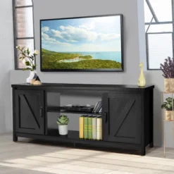 Costway 59'' TV Stand Media Console Center W/ Storage Cabinet For 65'' TV NaturalBlackCoffee -HOMCOM Shop GUEST 024511b0 0ca5 433e ae09 6557ae5e9f25