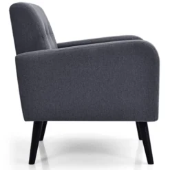 Tangkula Modern Upholstered Accent Chair Linen Fabric Single Sofa With Rubber Wood Leg Grey/ Blue 12 Tangkula Modern Upholstered Accent Chair Linen Fabric Single Sofa With Rubber Wood Leg Grey/ Blue -HOMCOM Shop GUEST 03e9e8b9 f0a7 4a1d 9337 05534ecfb53b