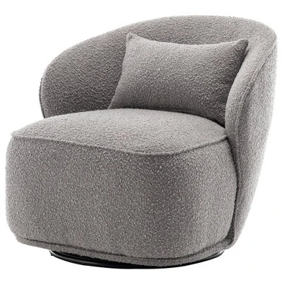 Boucle Upholstered Swivel Barrel Chair - Kinwell 16 Boucle Upholstered Swivel Barrel Chair - Kinwell - Image 14