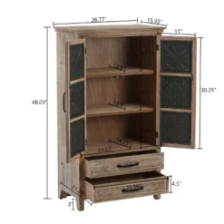 LuxenHome Farmhouse Wood And Metal 2-Drawer 2-Door Storage Cabinet. -HOMCOM Shop GUEST 0461a075 35a8 496e 911c 6e02b65fd4b5