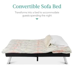 Best Choice Products Modern Faux Leather Convertible Futon Sofa W/ Removable Armrests, Metal Legs, 2 Cupholders -HOMCOM Shop GUEST 0467b735 53ab 4e00 84cb fb1815067ef5