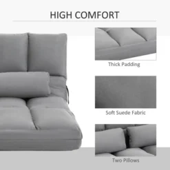 HOMCOM Convertible Floor Sofa Chair, Folding Couch Bed, Guest Chaise Lounge With 2 Pillows, Adjustable Backrest And Headrest -HOMCOM Shop GUEST 04cff9ee 5d56 4ad1 8554 f765e6e35597