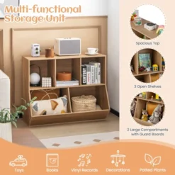 Costway 5-Cubby Kids Toy Storage Organizer Wooden Bookshelf Display Cabinet Natural/White -HOMCOM Shop GUEST 055ce54f 40dd 4bbd a7a6 f568b0e0fe60