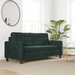 76” Brynn Upholstered Square Arm Sofa With Buttonless Tufting - Brookside Home -HOMCOM Shop GUEST 0596900f 19c0 4263 9d0d 293b1da16ccc