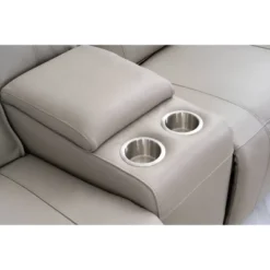 Layton Leather Power Console Reclining Loveseat With Power Headrest Light Gray - Abbyson Living