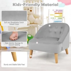Costway Kids Sofa Chair W/ Ottoman Toddler Single Sofa Velvet Upholstered Couch GreyPink 17 Costway Kids Sofa Chair W/ Ottoman Toddler Single Sofa Velvet Upholstered Couch GreyPink -HOMCOM Shop GUEST 06ae2e96 8b58 4a19 b4da 17a900d051e7