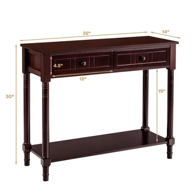 Costway Console Table Drawers Bottom Shelf Accent Sofa Entryway Hall Espresso 7 Costway Console Table Drawers Bottom Shelf Accent Sofa Entryway Hall Espresso - Image 5