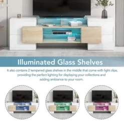 Versatile TV Stand For TVs Up To 80" With 2 Lighted Glass Shelves And LED Color Changing Lights - ModernLuxe -HOMCOM Shop GUEST 0962c912 dc14 4e2e 8106 b1b1161ec53b