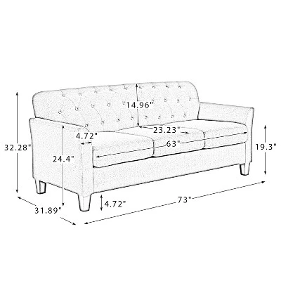 Hilda 73"Wide Living Room Sofa With Flared Arms | ARTFUL LIVING DESIGN 11 Hilda 73"Wide Living Room Sofa With Flared Arms | ARTFUL LIVING DESIGN - Image 9