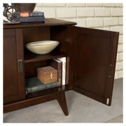 32" Tierney Solid Hardwood Mid Century Low Storage Cabinet Medium Auburn Brown - WyndenHall -HOMCOM Shop GUEST 0a502942 795f 4542 b181 627c9dbfbeaf