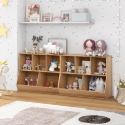 Costway 5-Cubby Kids Toy Storage Organizer Wooden Bookshelf Display Cabinet Natural/White -HOMCOM Shop GUEST 0a886c61 4748 4e18 b4dd e29b8be8d04d