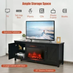 Costway 59'' Fireplace TV Stand W/ 25'' 1350W Electric Fireplace Heater Remote Control -HOMCOM Shop GUEST 0b1df504 3013 49ce 9006 a0543da2460b