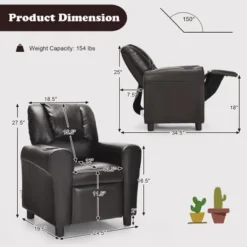 Costway Kids Recliner Chair PU Leather Armrest Sofa W/Footrest Cup Holder BeigeBrown -HOMCOM Shop GUEST 0c780d06 f986 4b7b 9b62 97c09a96d697