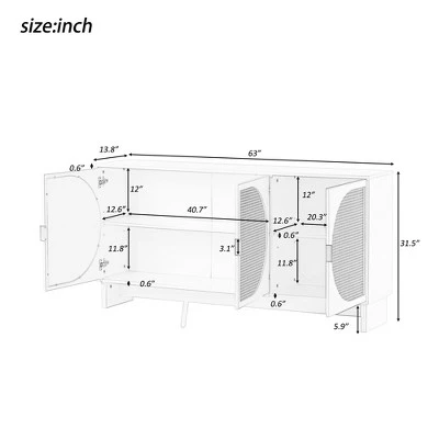 Modern Storage Cabinet With Rattan Door And Adjustable Shelves, Accent Cabinet Buffet Cabinet For Living Room-ModernLuxe 4 Modern Storage Cabinet With Rattan Door And Adjustable Shelves, Accent Cabinet Buffet Cabinet For Living Room-ModernLuxe - Image 2