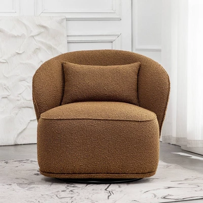 Boucle Upholstered Swivel Barrel Chair - Kinwell 4 Boucle Upholstered Swivel Barrel Chair - Kinwell - Image 2
