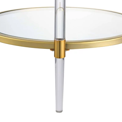 Royal Crest 2 Tier Acrylic Glass End Table Clear/Gold - Breighton Home 5 Royal Crest 2 Tier Acrylic Glass End Table Clear/Gold - Breighton Home - Image 3