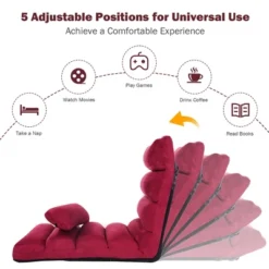 Costway Folding Lazy Sofa Chair Stylish Sofa Couch Bed Lounge Chair W/Pillow Burgundy -HOMCOM Shop GUEST 0f888571 94de 460b 8cc2 979fe789b6e6