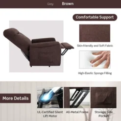 Costway Power Lift Recliner Chair For Elderly Living Room Chair W/ Remote Control GreyBrown -HOMCOM Shop GUEST 0fa8e60b b085 4d23 bf1a 206a9c36555a