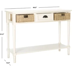 Winifred Wicker Console Table With Storage - White - Safavieh -HOMCOM Shop GUEST 1001e017 4d69 4e75 a4d9 aa4f3baccf1e