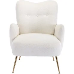 Modern Accent Chair With Golden Metal Legs, High Back Armchair In Teddy Short Plush Particle-ModernLuxe 20 Modern Accent Chair With Golden Metal Legs, High Back Armchair In Teddy Short Plush Particle-ModernLuxe -HOMCOM Shop GUEST 100d4cd0 b867 48cf b65f f8ab604a0aa8