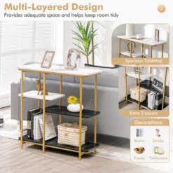 Costway 4 Tier Console Table Accent Buffet Storage Shelf Modern Steel Frame For Entrance 13 Costway 4 Tier Console Table Accent Buffet Storage Shelf Modern Steel Frame For Entrance -HOMCOM Shop GUEST 1454dced 2d0a 4407 9e70 f1c02159b497