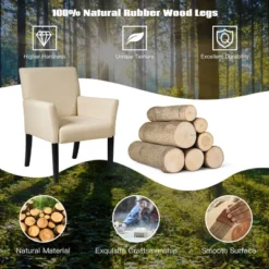 Costway Executive Guest Chair Accent Chair Arm Chair W/Rubber Wood Legs -HOMCOM Shop GUEST 155347ac 89e1 4bde a8f2 cd665870947f