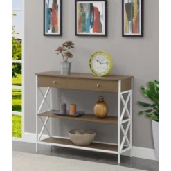 Tucson 1 Drawer Console Table With Shelves Driftwood/White - Breighton Home