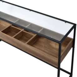 Reattie Glass Top Entryway Table Brown/Matte Black - HOMES: Inside + Out -HOMCOM Shop GUEST 15810381 9d66 4516 bc3e 5f9b148b44f3