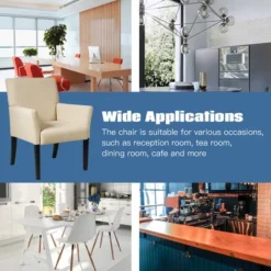 Costway Executive Guest Chair Accent Chair Arm Chair W/Rubber Wood Legs -HOMCOM Shop GUEST 15fffb6e b250 4462 9b79 215b9e25aab2