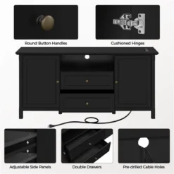Yaheetech 58in Modern TV Console Table With Power Outlet Black -HOMCOM Shop GUEST 166f3fd9 3d24 4031 866c 9849a0b63e49
