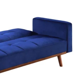 76" Tanitha Sofa Blue Velvet/Natural Finish - Acme Furniture -HOMCOM Shop GUEST 1763d095 efce 4c07 913b 863af471937d