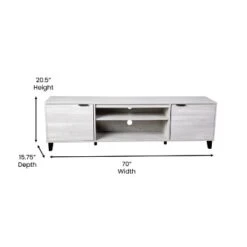 Flash Furniture Nelson 70" Mid Century Modern TV Stand For Up To 60" TV's With Adjustable Shelves And Dual Storage Compartments, Gray -HOMCOM Shop GUEST 17a04854 e4f3 4531 ba33 dd1d19dcd3b4