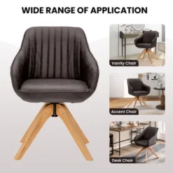 Costway 360degreesSwivel Accent Chair Modern Leathaire Armchair With Beech Wood Legs Brown -HOMCOM Shop GUEST 18f6ac20 ae65 470e b48e 93676f4288b9