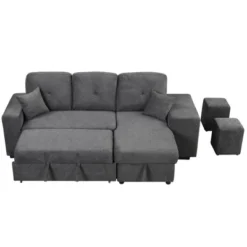 95" Pull Out Sleeper Sofa, Reversible L-Shape Sectional Couch With Storage Chaise And 2 Stools-ModernLuxe 18 95" Pull Out Sleeper Sofa, Reversible L-Shape Sectional Couch With Storage Chaise And 2 Stools-ModernLuxe -HOMCOM Shop GUEST 19475514 199f 4253 a099 74c5cddc0c85