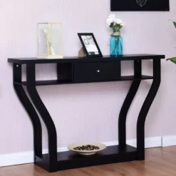 Costway Black Accent Console Table Modern Sofa Entryway Hallway Hall Furniture W/Drawer -HOMCOM Shop GUEST 19baa6c6 2752 456c 950a 63ee0302bf60