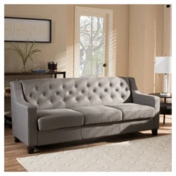 Arcadia Modern And Contemporary Fabric Upholstered Button Tufted Living Room 3 Seater Sofa - Baxton Studio -HOMCOM Shop GUEST 1a985c2d ee45 46bf 8499 aa0766678ecf