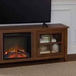 Tasi Transitional Farmhouse Glass Window Pane Door With Electric Fireplace TV Stand For TVs Up To 80" - Saracina Home -HOMCOM Shop GUEST 1b7e41d8 8ce5 4d62 aab3 807810439b3d