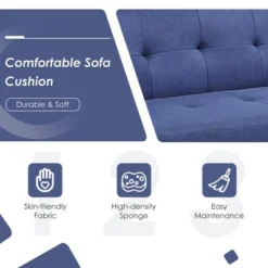 Costway Convertible Futon Sofa Bed Folding Recliner W/USB Ports&Power Strip GreyBlue -HOMCOM Shop GUEST 1b9e19dd b7e2 471c b0cc 776cce360540