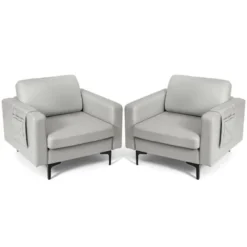 Costway Set Of 2 Leathaire Fabric Accent Armchair Single Sofa W/Side Storage Pocket 21 Costway Set Of 2 Leathaire Fabric Accent Armchair Single Sofa W/Side Storage Pocket -HOMCOM Shop GUEST 1bf5665d 3b57 44d3 bd40 5628a0459109