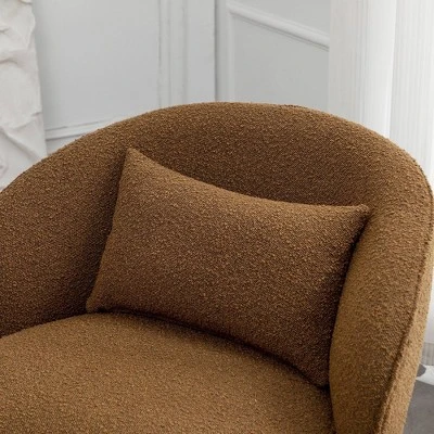 Boucle Upholstered Swivel Barrel Chair - Kinwell 7 Boucle Upholstered Swivel Barrel Chair - Kinwell - Image 5