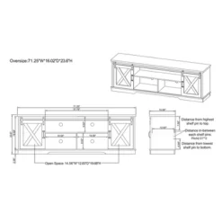 3pc Clander TV Stand And Bookcase Tower Set Vintage Gray Oak - HOMES: Inside + Out -HOMCOM Shop GUEST 1d13634d 22a0 4eb7 b36a d8e757662822