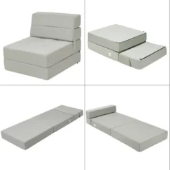 Costway Tri-Fold Fold Down Chair Flip Out Lounger Convertible Sleeper Bed Couch Dorm Grey -HOMCOM Shop GUEST 1dd3478b c295 4d64 b9d4 0397b9b98905