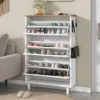Narrow Design Shoe Cabinet With 3 Flip Drawers, 3 Hooks And Adjustable Panels - ModernLuxe -HOMCOM Shop GUEST 1e99ac68 a9ce 4bf8 9afa cb66b0ad54ed