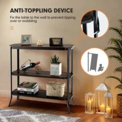 Costway 3-Tier Entryway Sofa Console Table Steel Frame For Hallway Living Room Brown -HOMCOM Shop GUEST 1f8b8f74 b82e 41f0 8275 c9000710f686